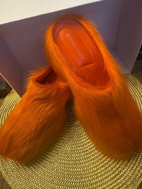 Azalea Wang Orange pony hair clog